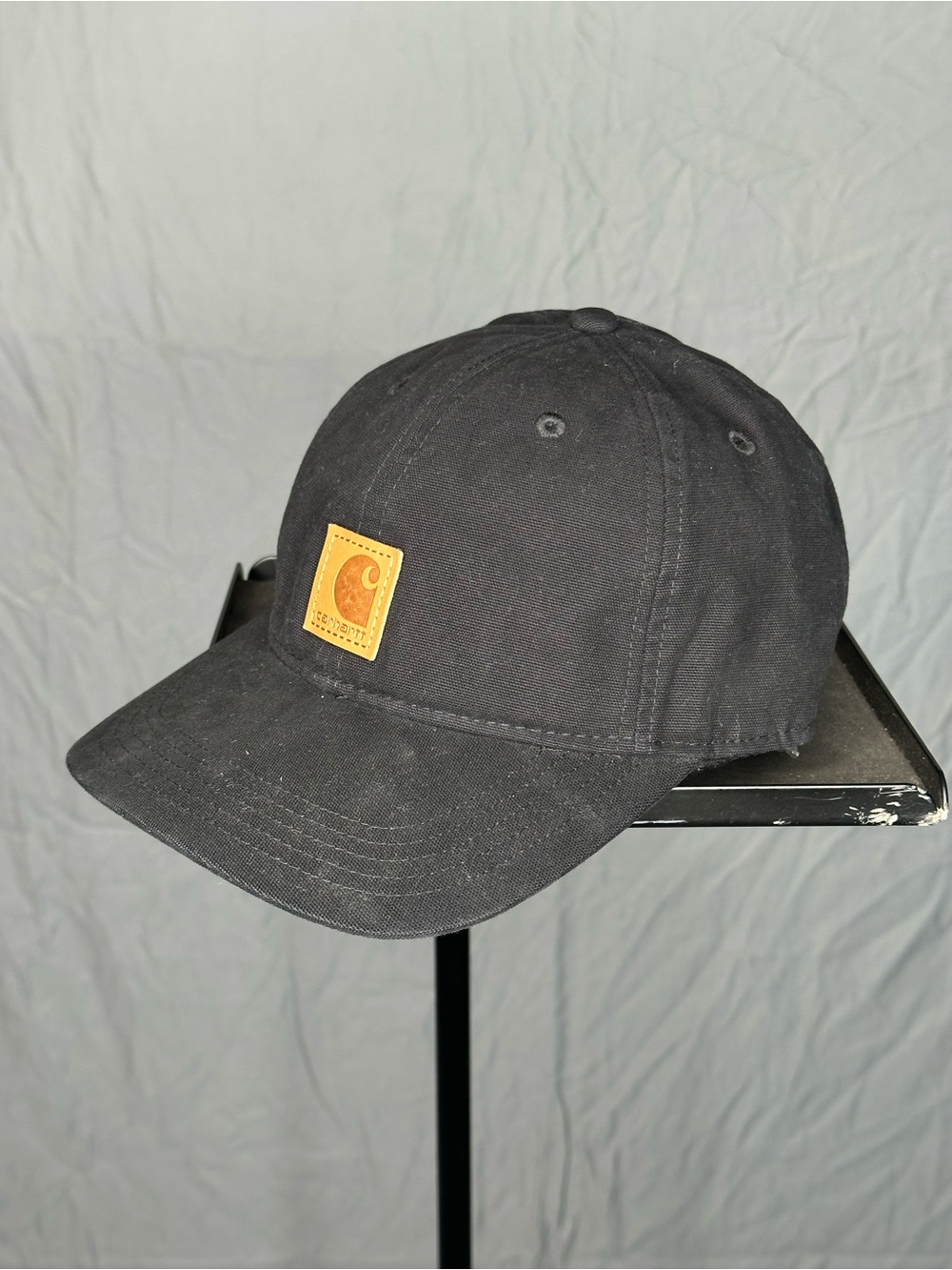 Carhartt Black Canvas Logo Patch Adjustable Strapback Hat Cap One Size OS